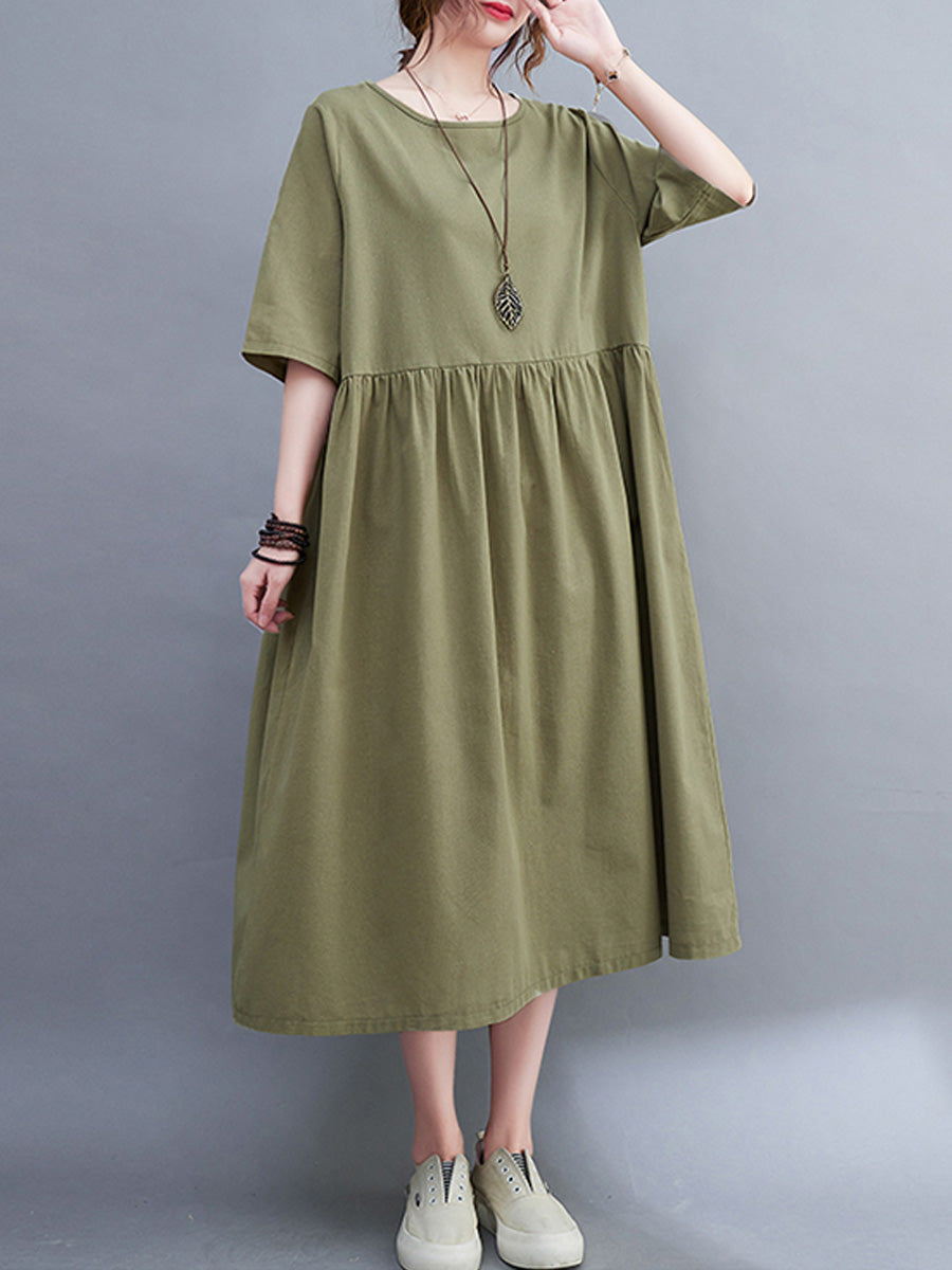 Casual Solid Round Neck Dress