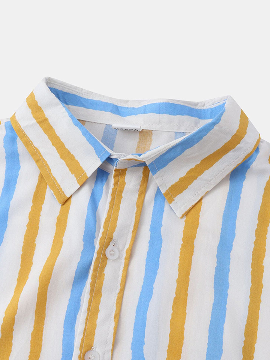 Camicia da uomo a maniche corte con stampa verticale