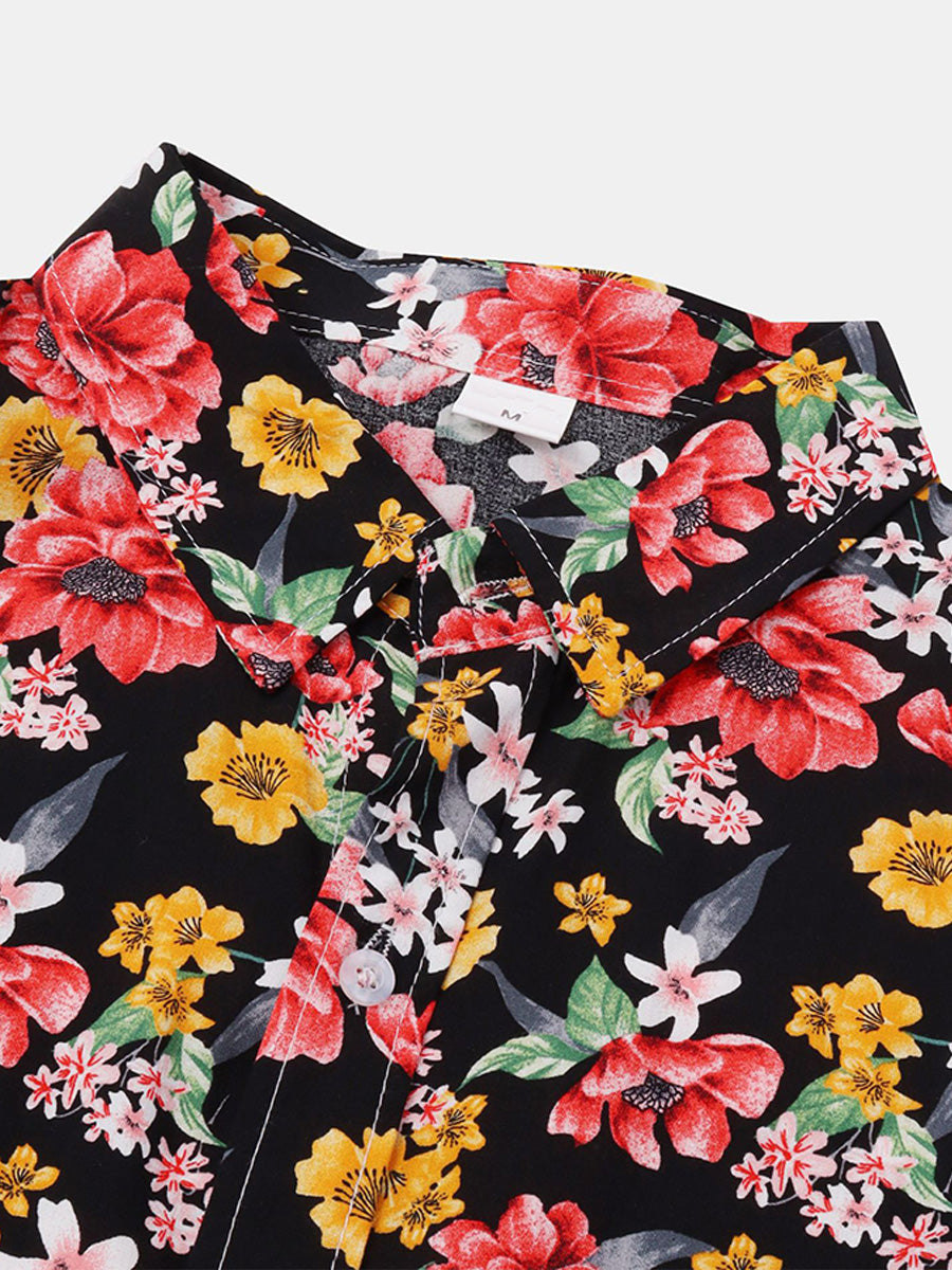 Chemise à manches courtes à imprimé floral pour hommes