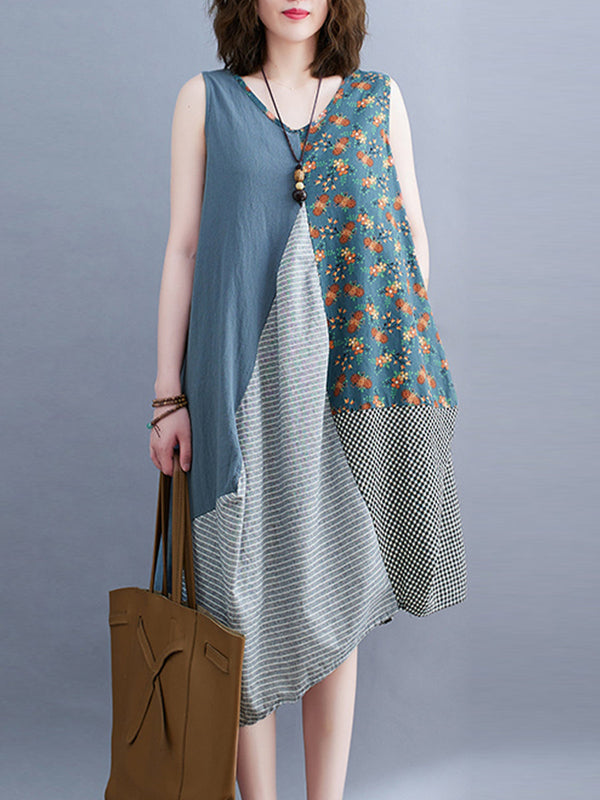 Contrast irregular patchwork dress