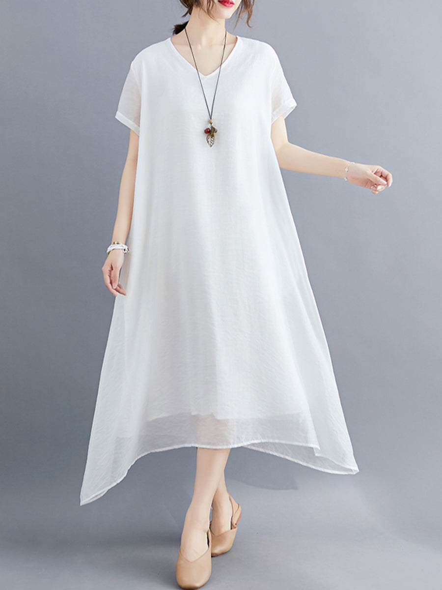 Solid Cotton and Linen Dress