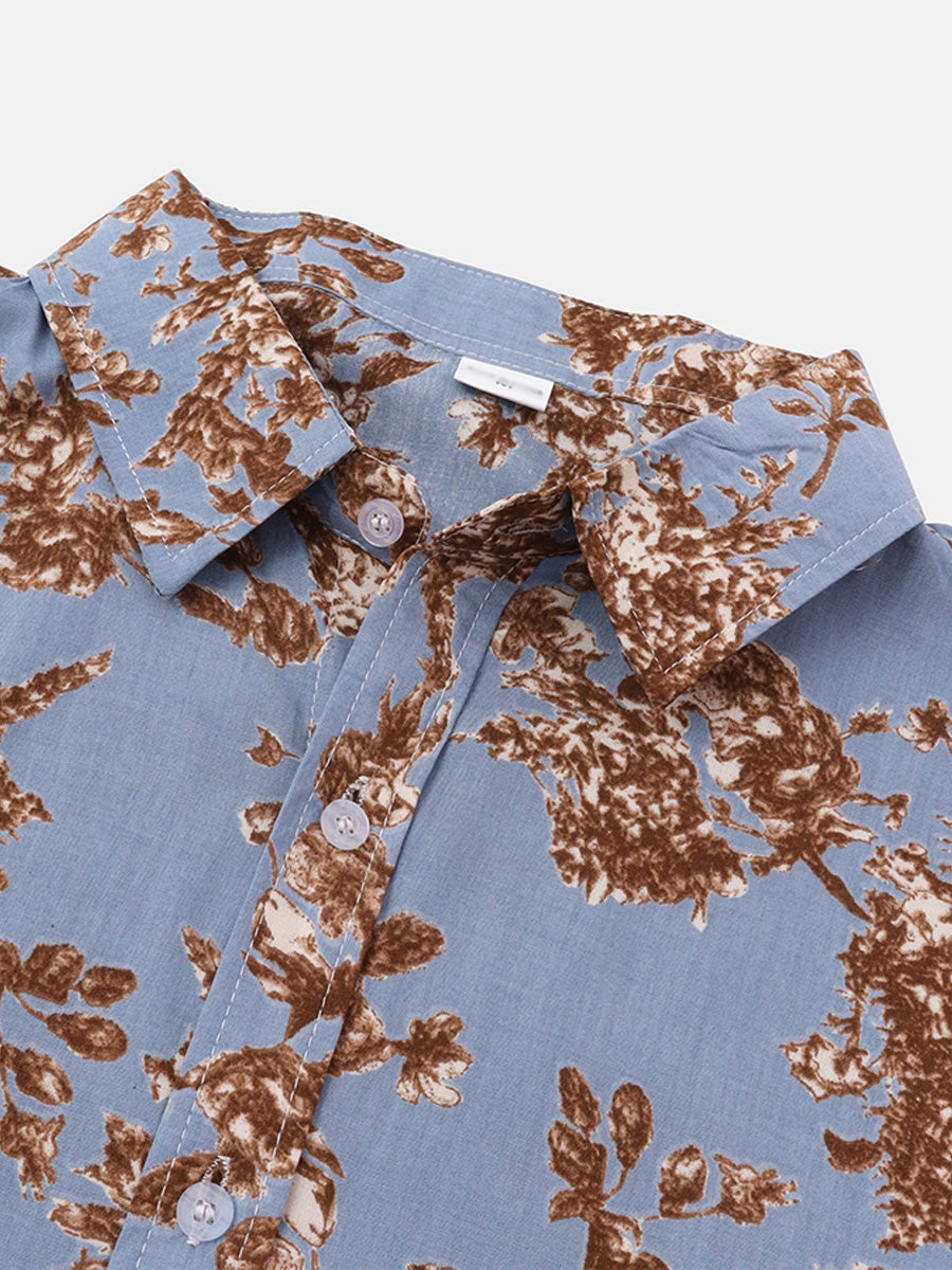 Chemise à manches courtes à imprimé floral pour hommes