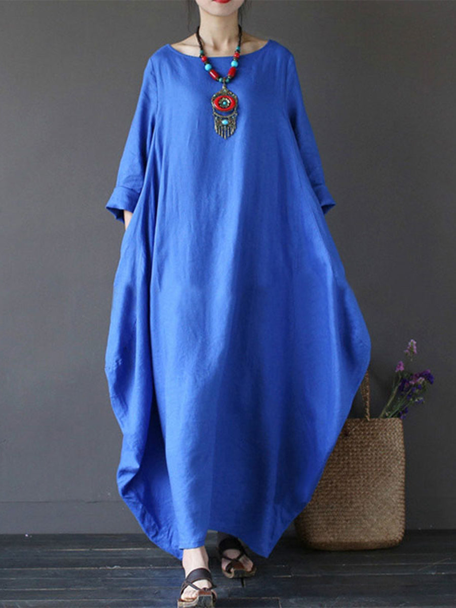 Solid linen oversized dress