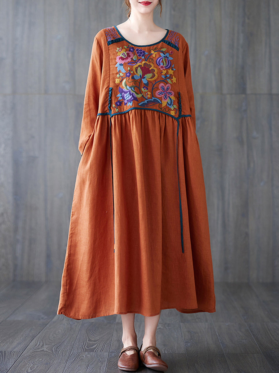 Embroidered round neck dress