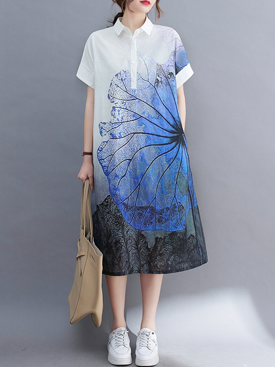 Art printed shirt dress