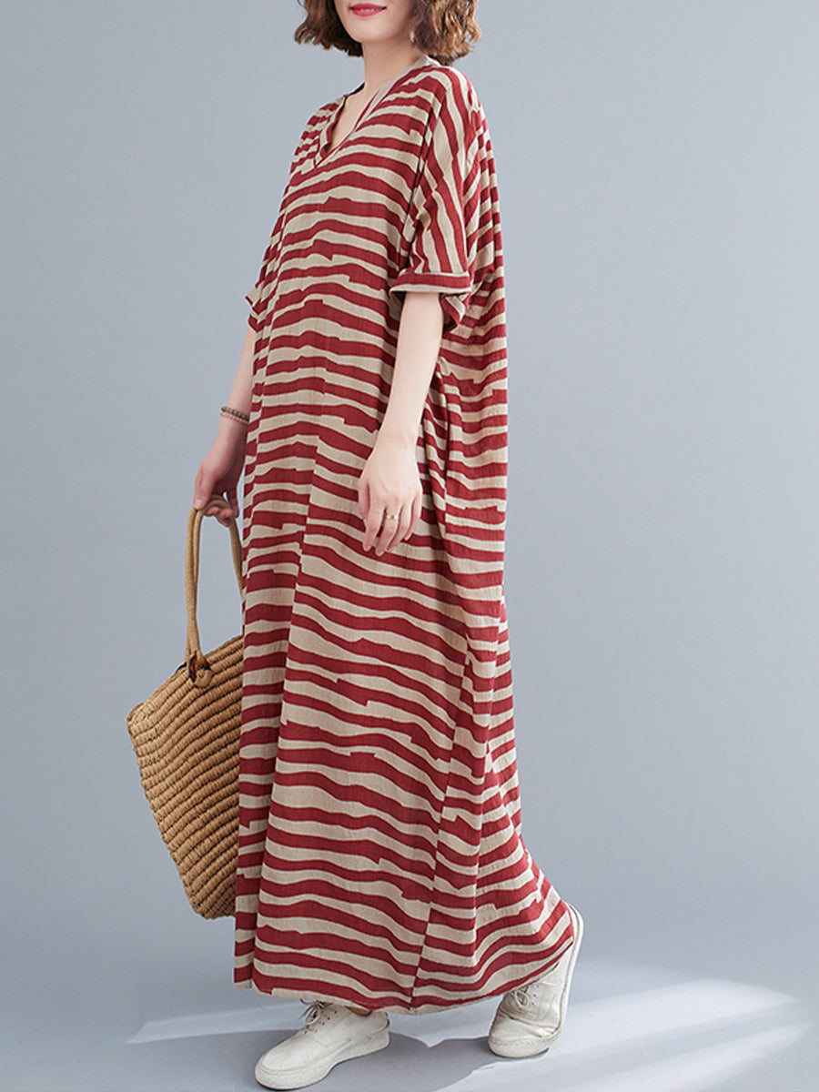 Oversized striped V-neck dress