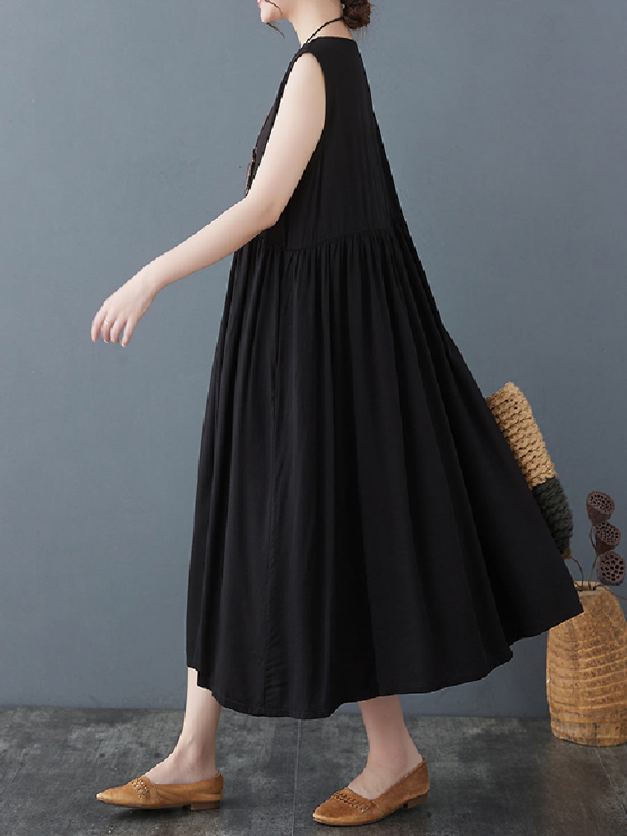 Solid Casual Cotton Dress