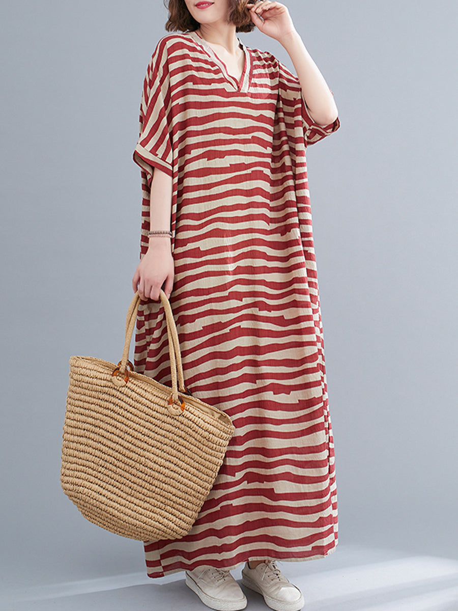 Oversized striped V-neck dress