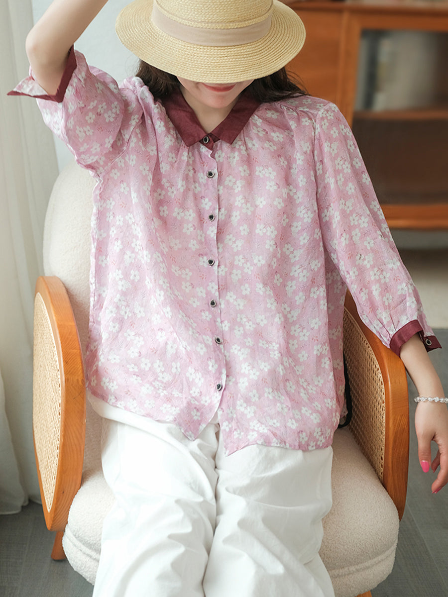 Flower printed summer shirt