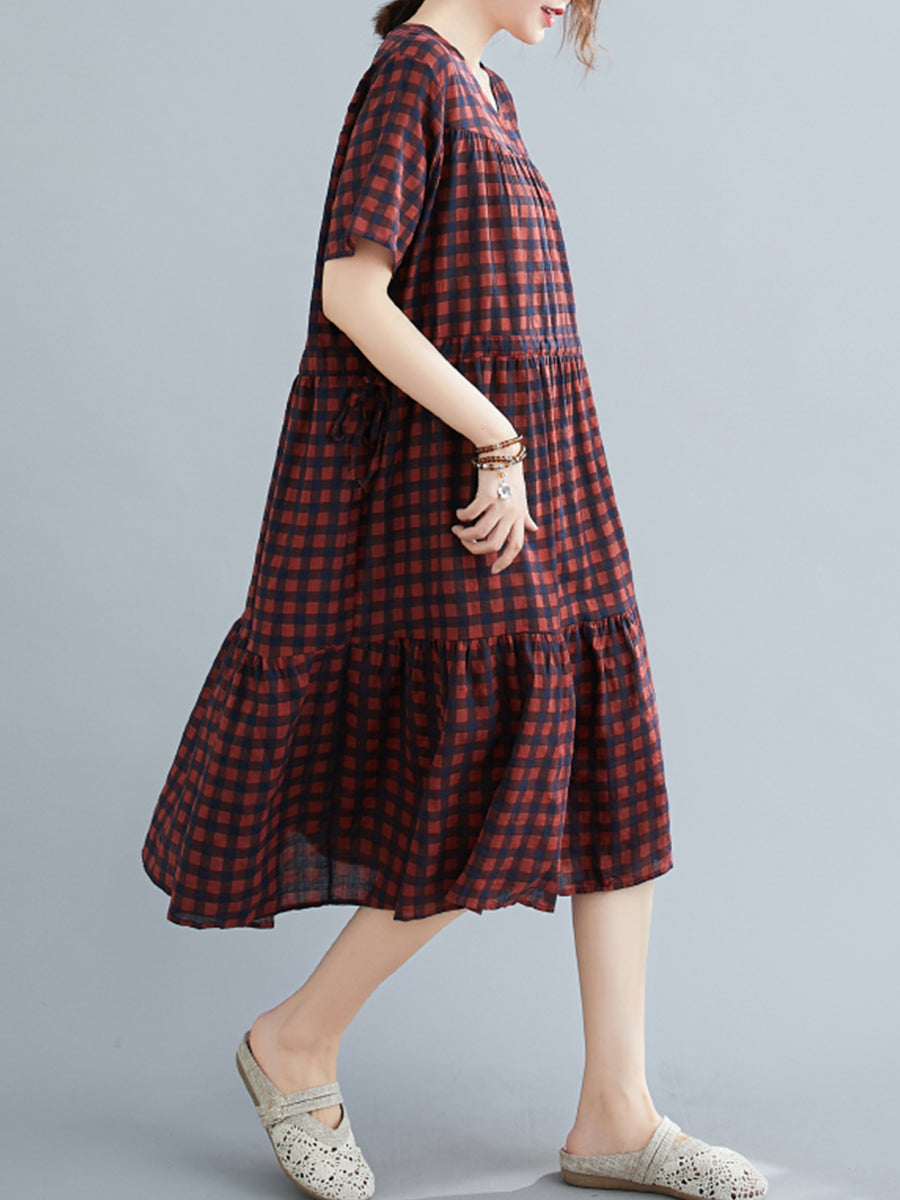 Checkered Large Short Sleeve Dress