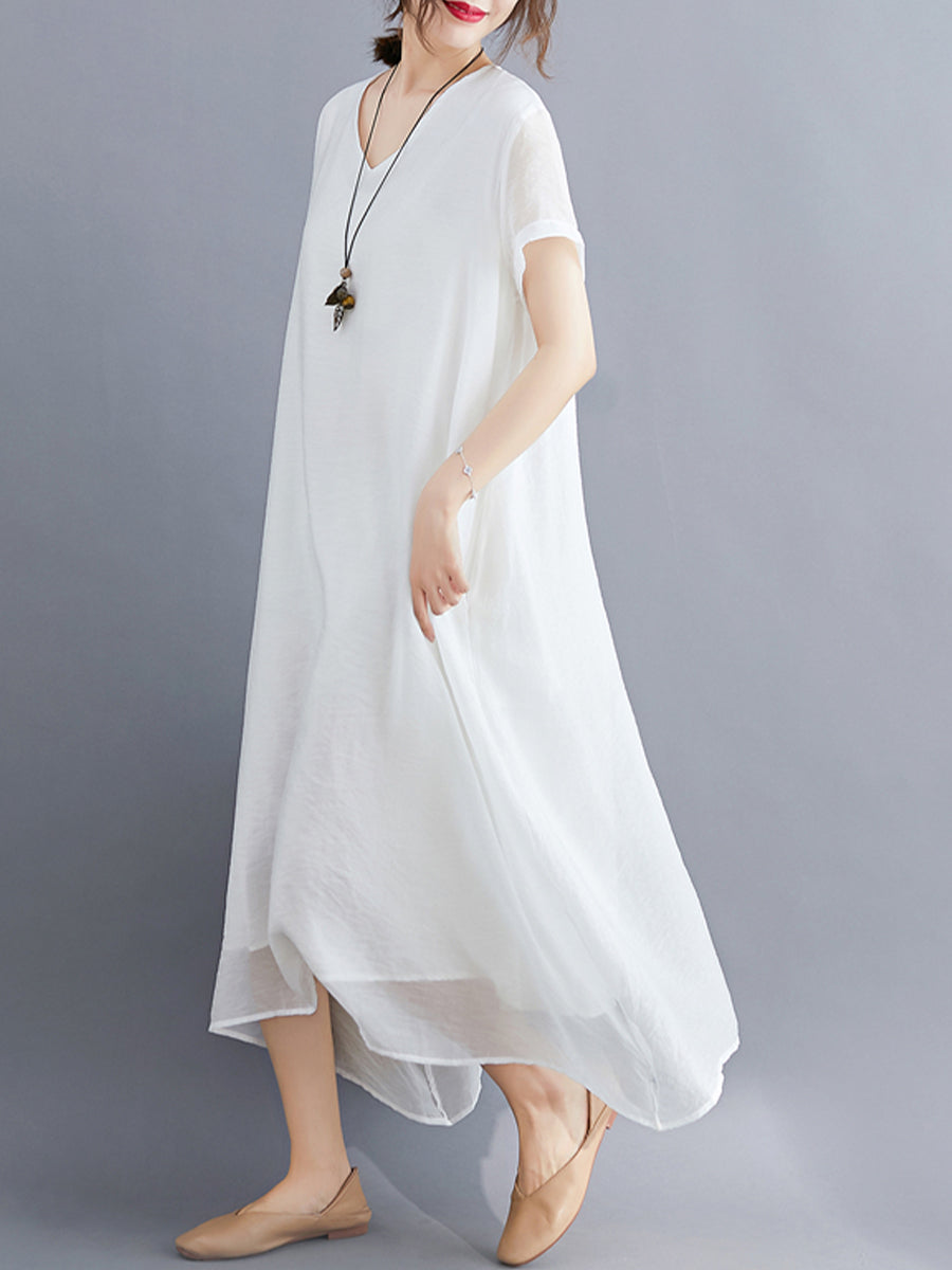 Solid Cotton and Linen Dress