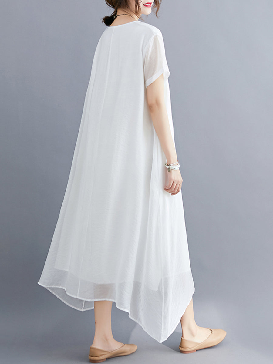 Solid Cotton and Linen Dress