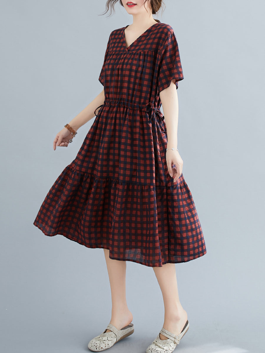 Checkered Large Short Sleeve Dress