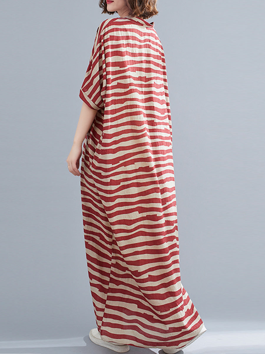 Oversized striped V-neck dress