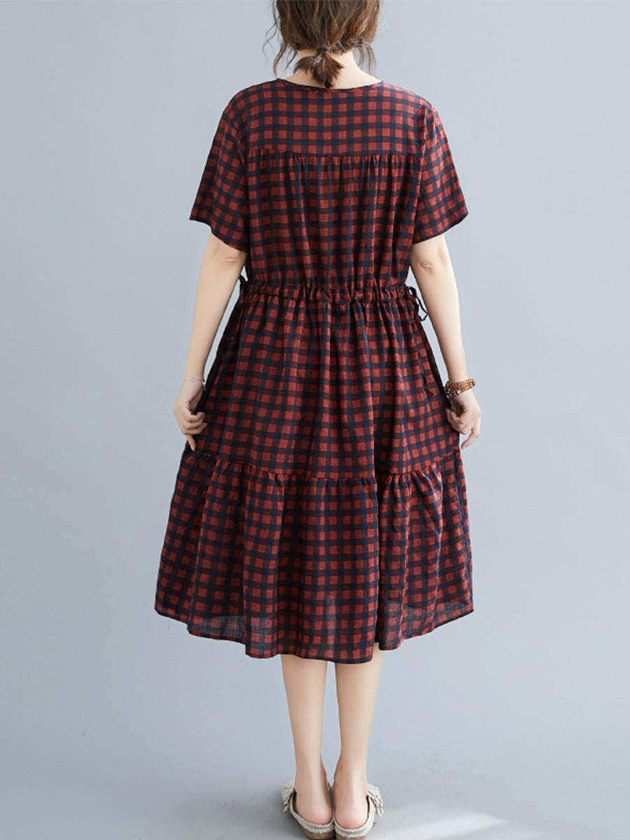 Checkered Large Short Sleeve Dress