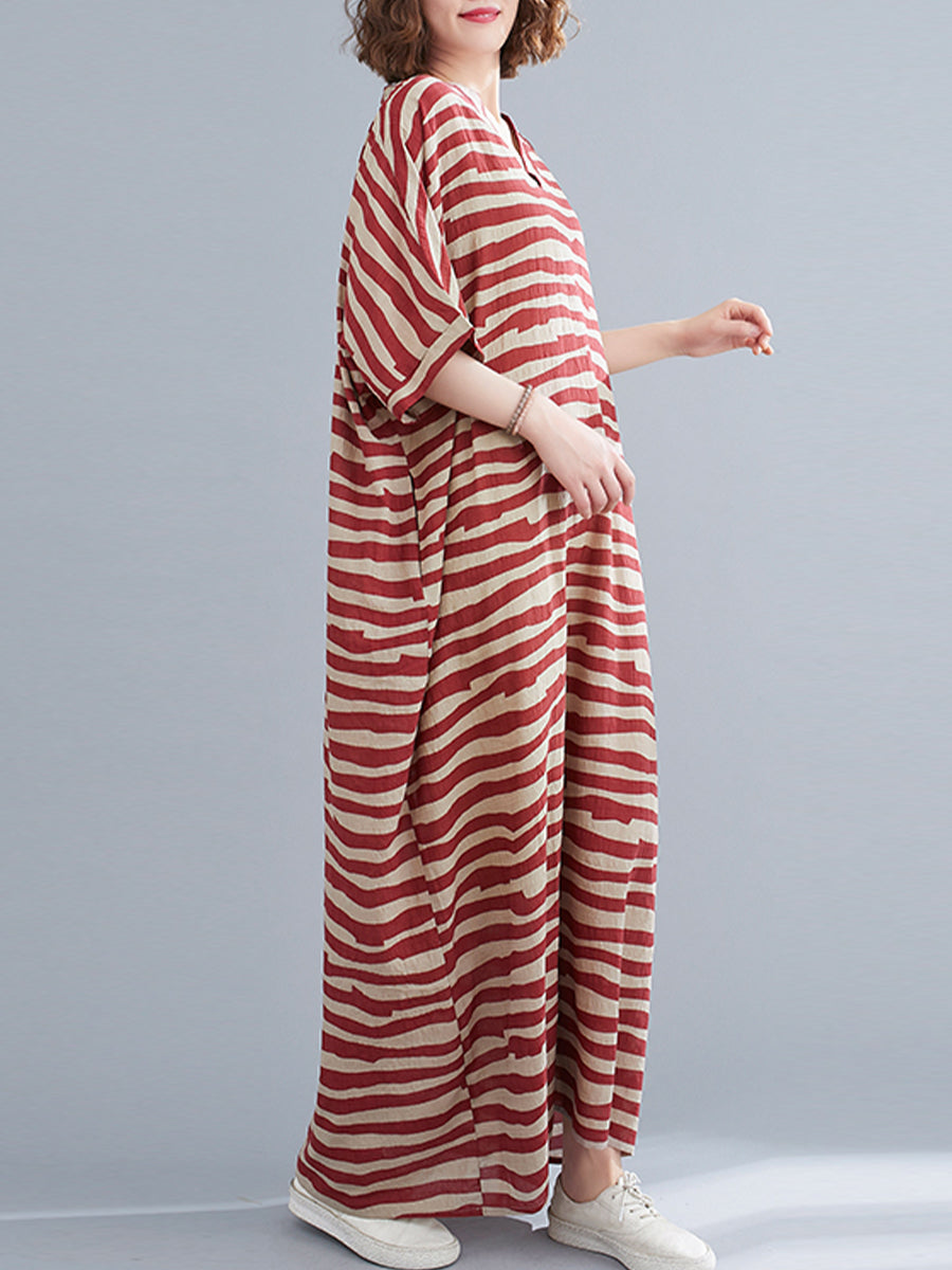 Oversized striped V-neck dress