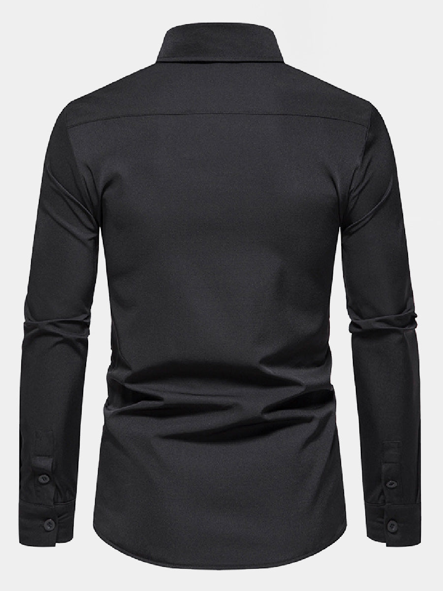 Men's diagonal irregular long sleeve shirt