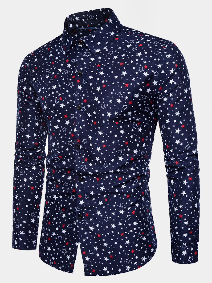 Chemise à manches longues à imprimé étoiles pour homme