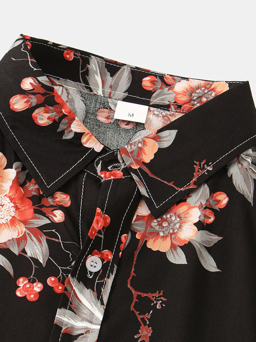 Chemise à manches courtes à imprimé floral pour hommes