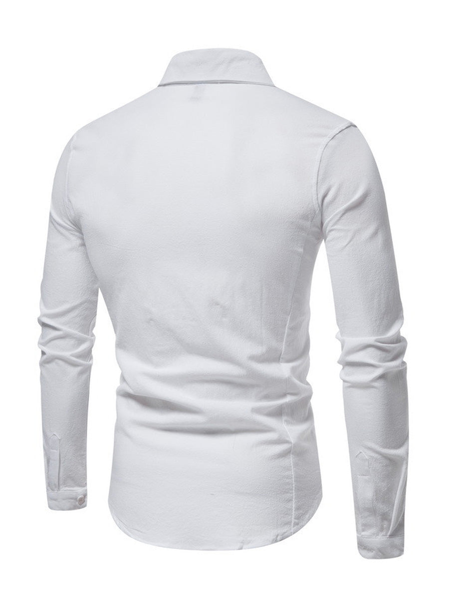 Men's solid casual Long Sleeve Shirt