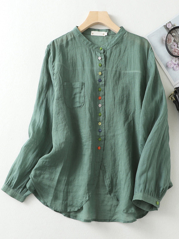 Colorful buckle standing collar shirt