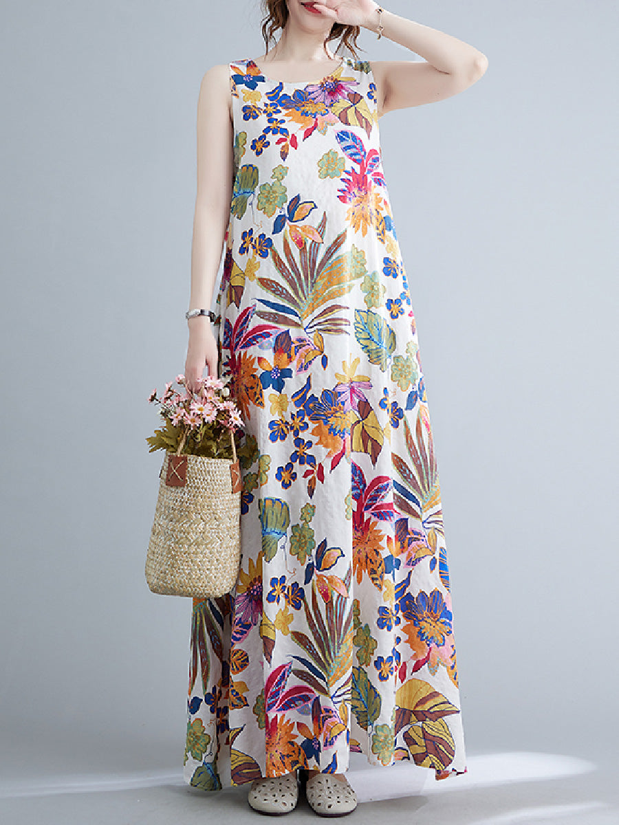 Floral cotton and linen Dress