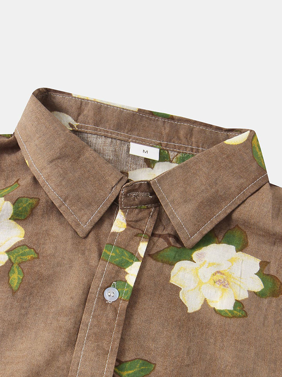 Chemise à manches courtes à imprimé floral pour hommes