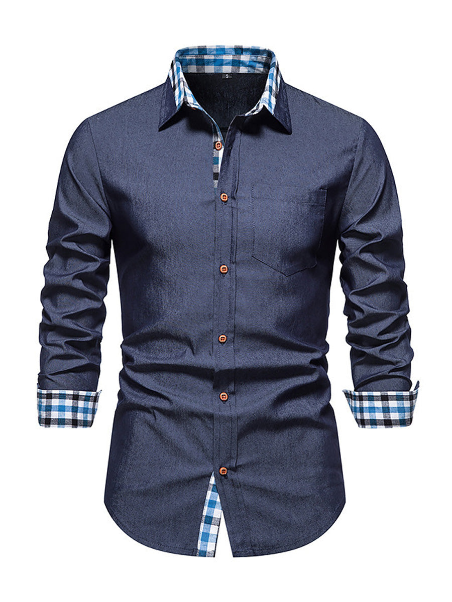 Camicia a maniche lunghe casual scozzese da uomo