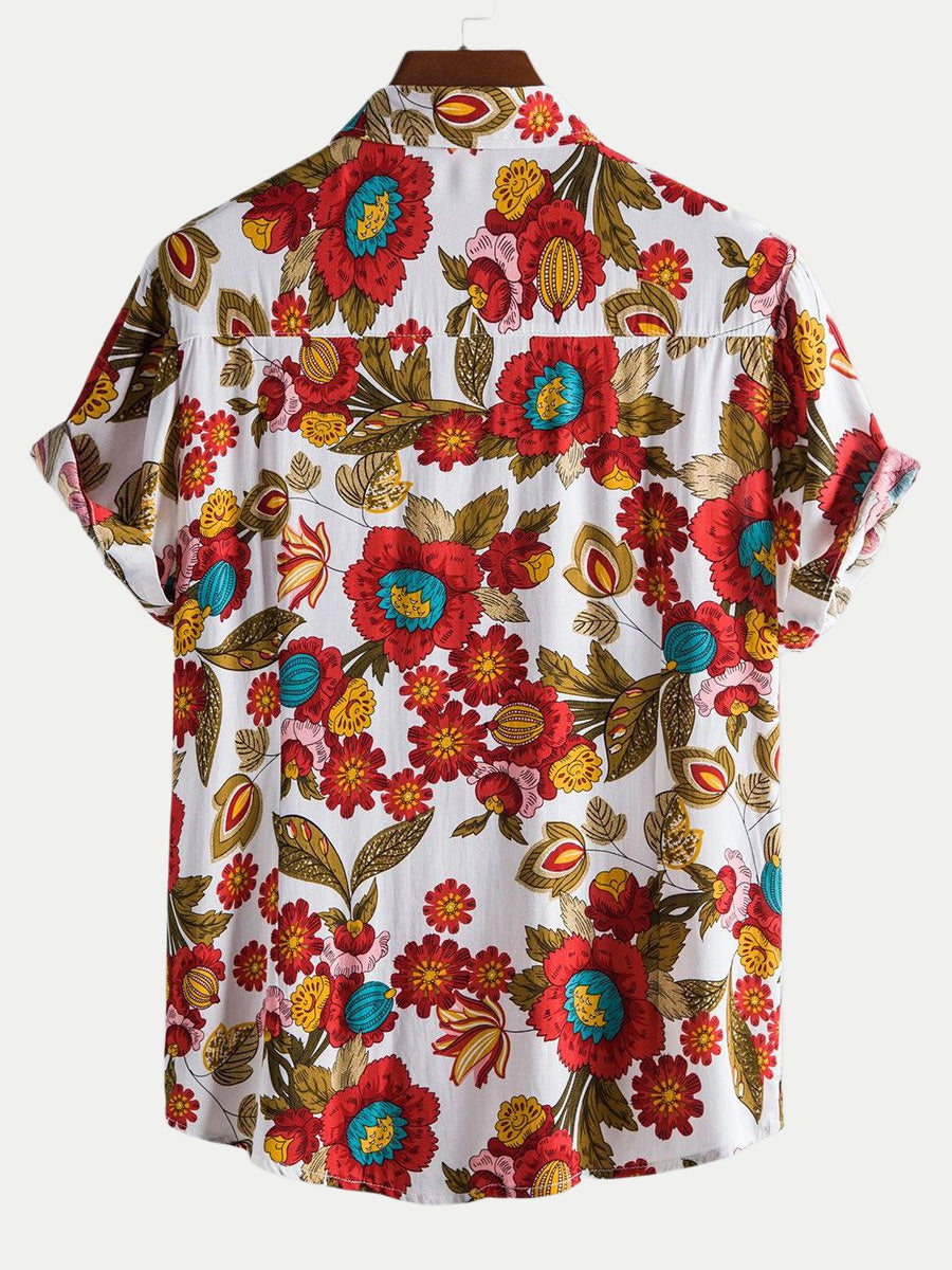 Chemise à manches courtes à imprimé floral pour hommes