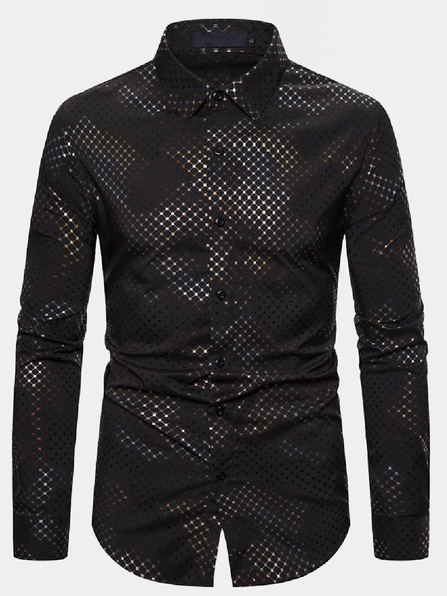 Men's Chequered gilding long sleeve shirt