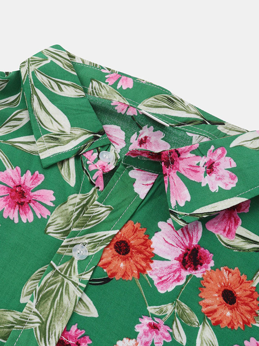 Chemise à manches courtes à imprimé floral pour hommes