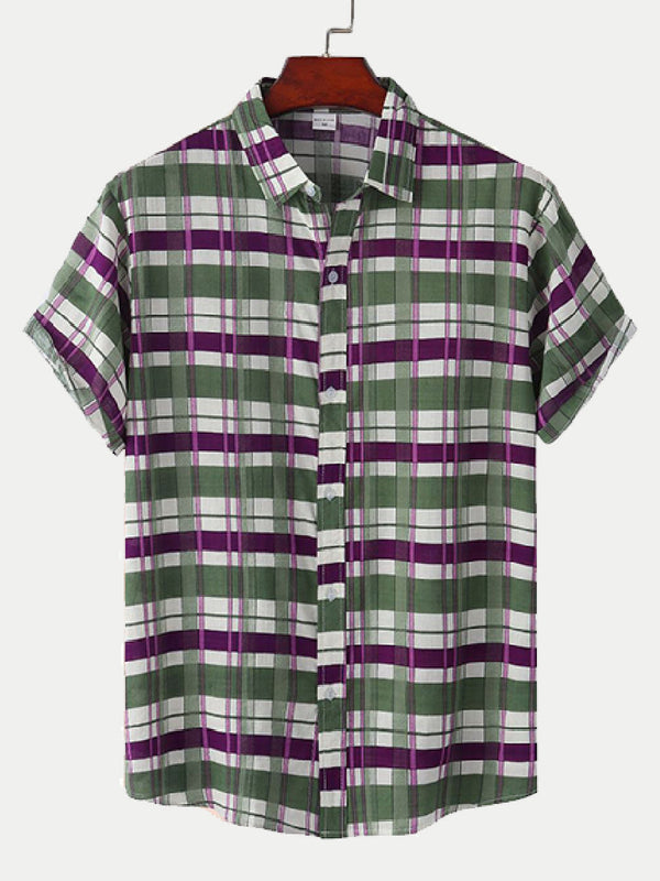 Men's Checkered Print short sleeve shirt