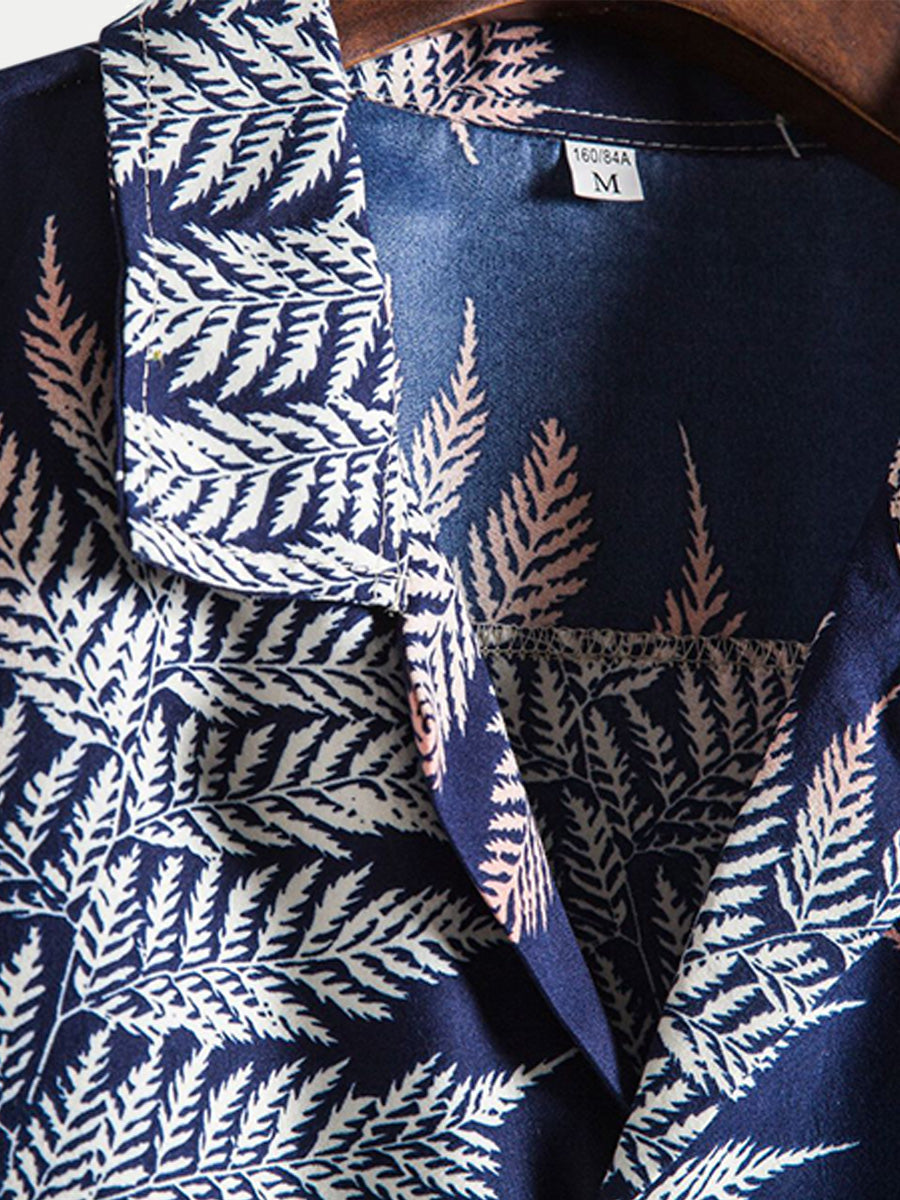 Camicia da uomo a maniche corte con stampa hawaiana