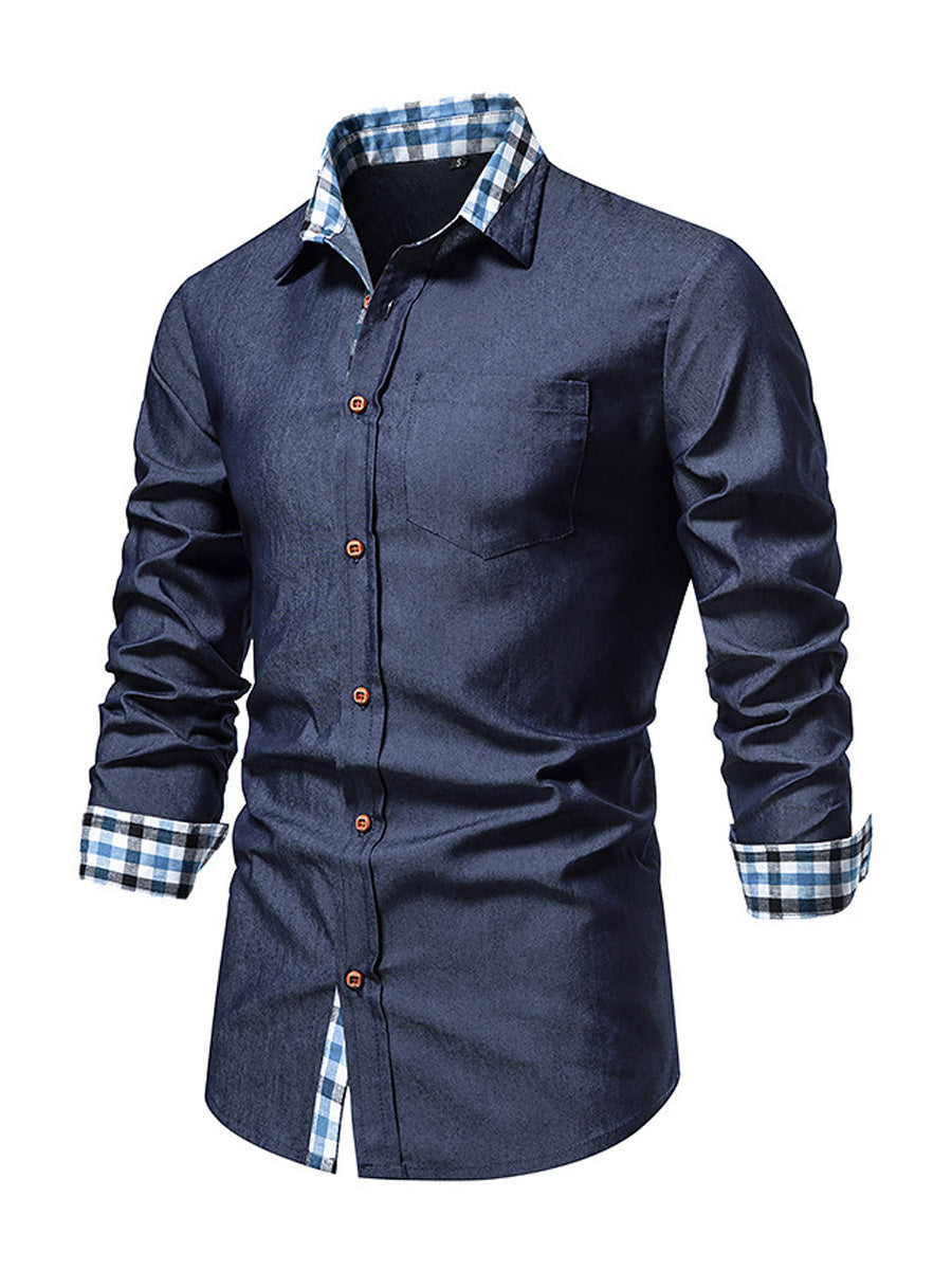 Men's plaid casual Long Sleeve Shirt