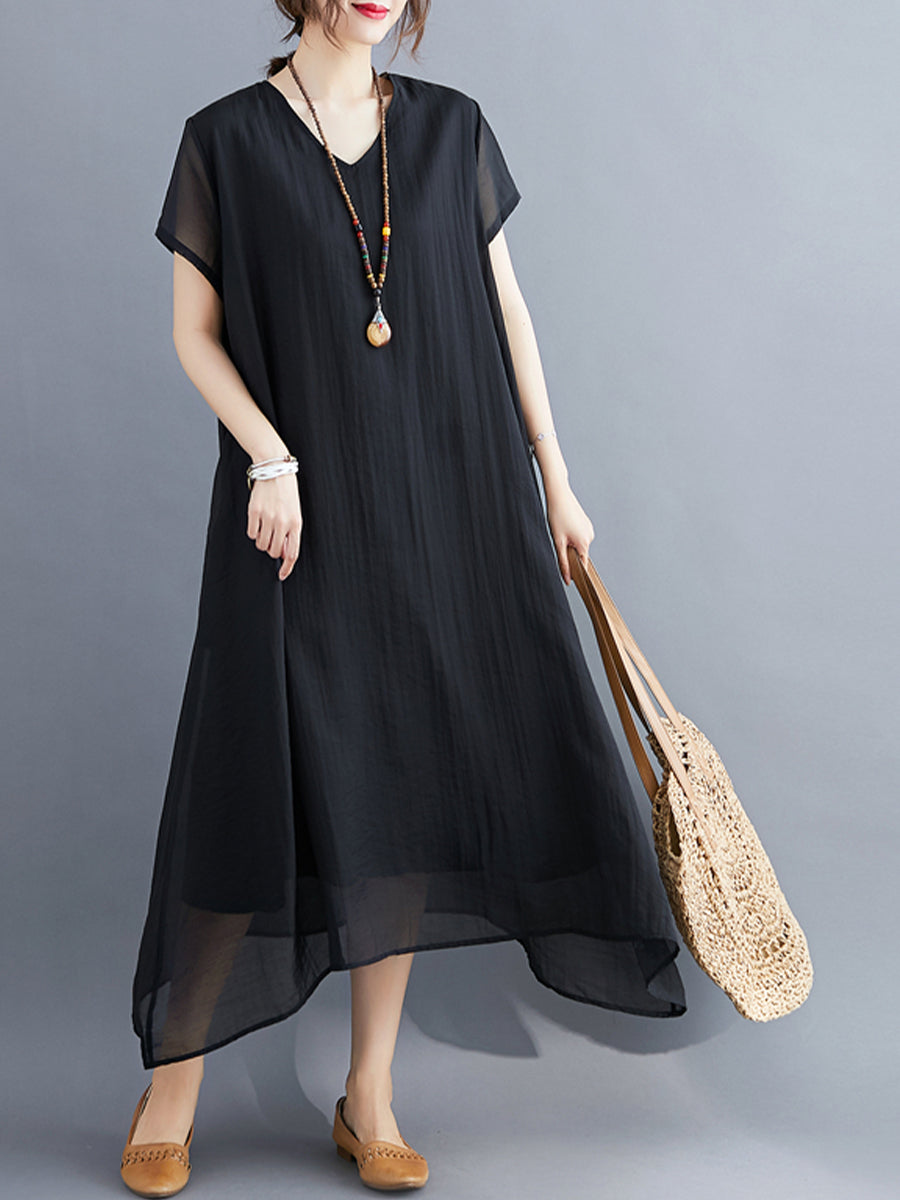 Solid Cotton and Linen Dress