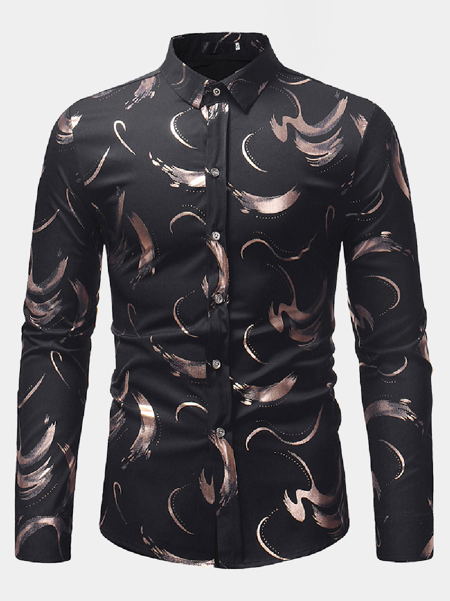 Men's Casual print long sleeve shirt