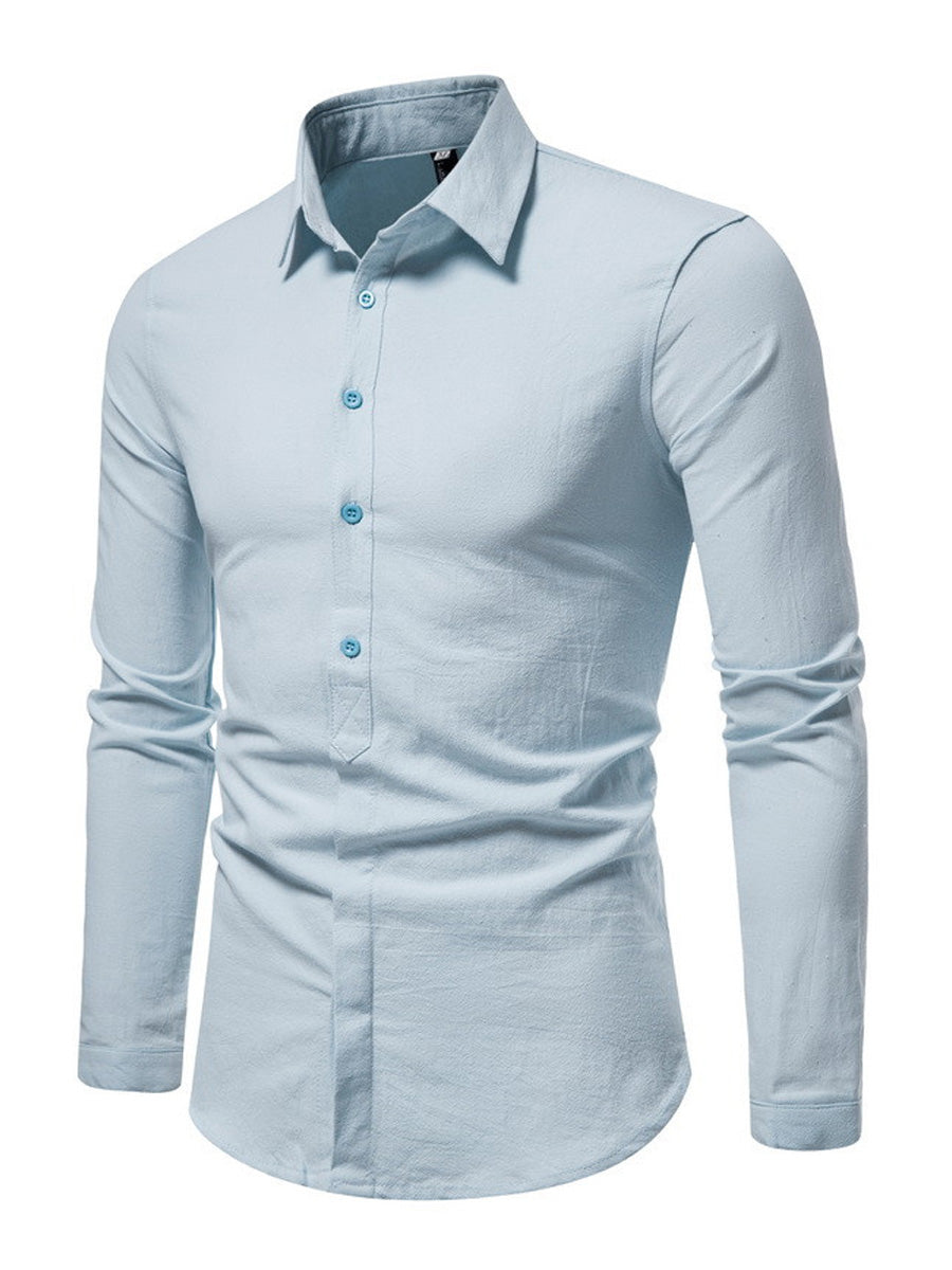 Men's solid casual Long Sleeve Shirt