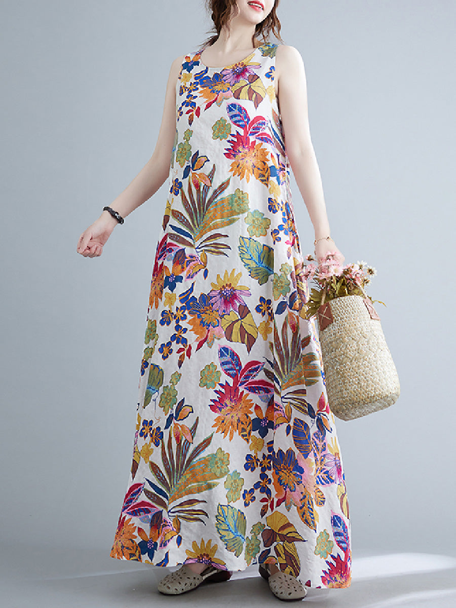 Floral cotton and linen Dress