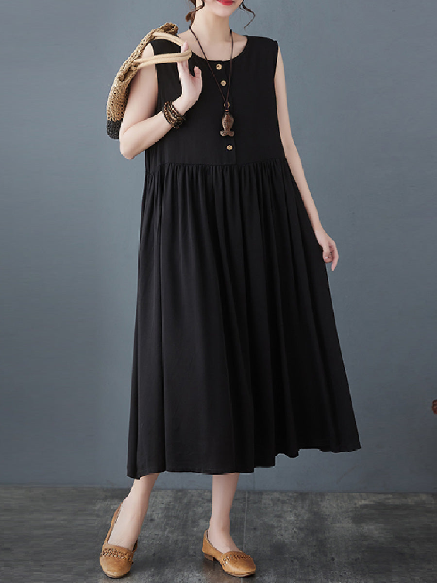 Solid Casual Cotton Dress