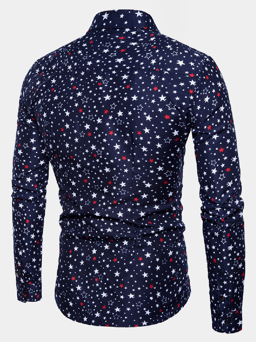 Chemise à manches longues à imprimé étoiles pour homme