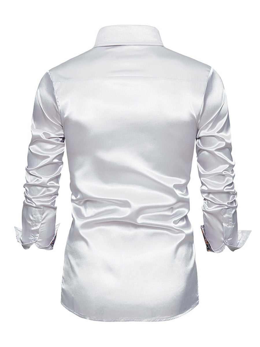 Men's Glossy casual Long Sleeve Shirt