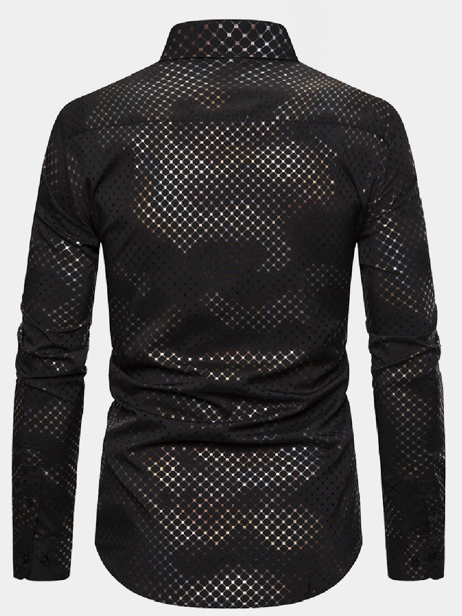 Men's Chequered gilding long sleeve shirt