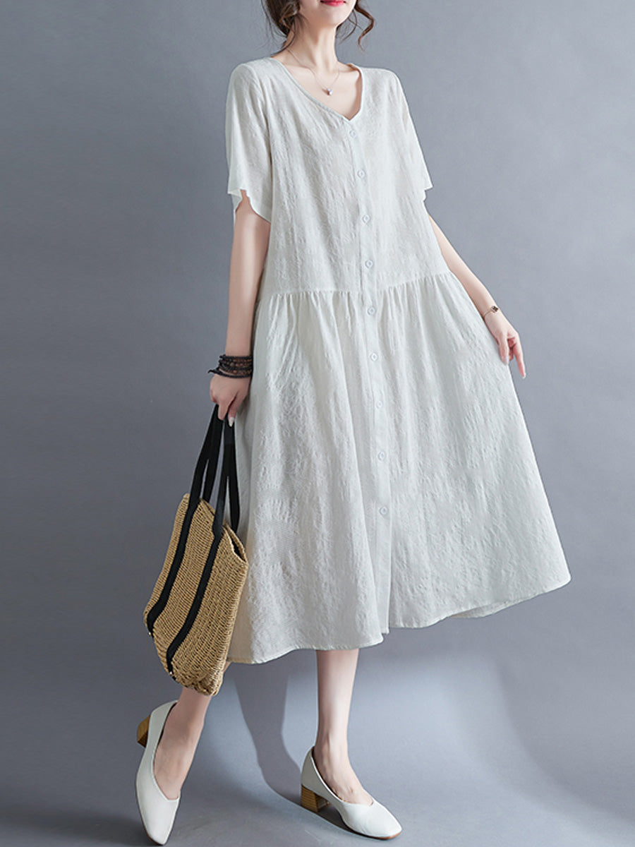 V-neck short sleeved shirt dress