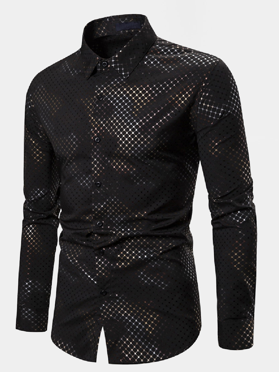 Men's Chequered gilding long sleeve shirt