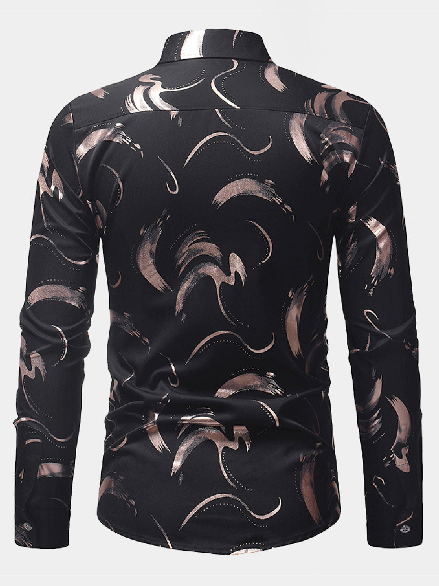 Men's Casual print long sleeve shirt