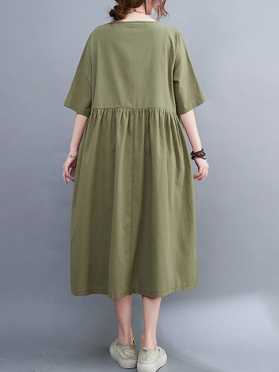 Casual Solid Round Neck Dress