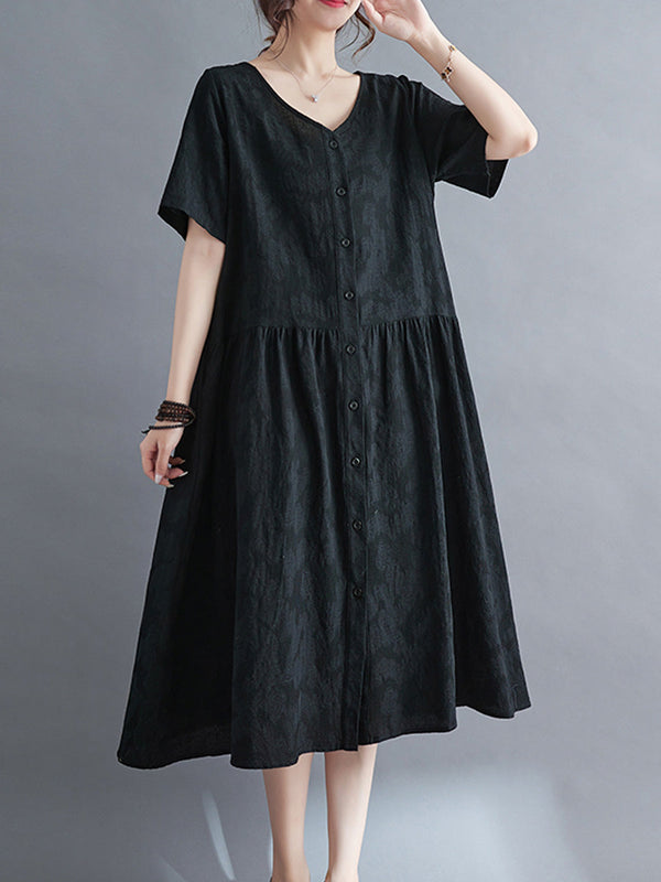 V-neck short sleeved shirt dress