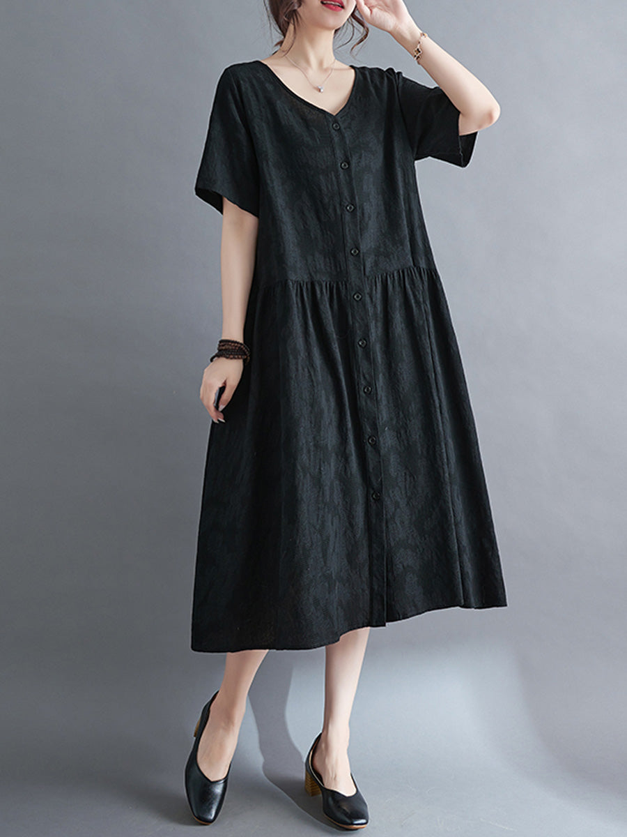 V-neck short sleeved shirt dress