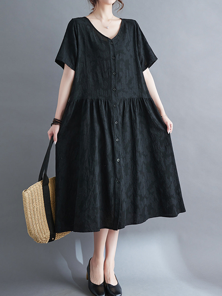 V-neck short sleeved shirt dress