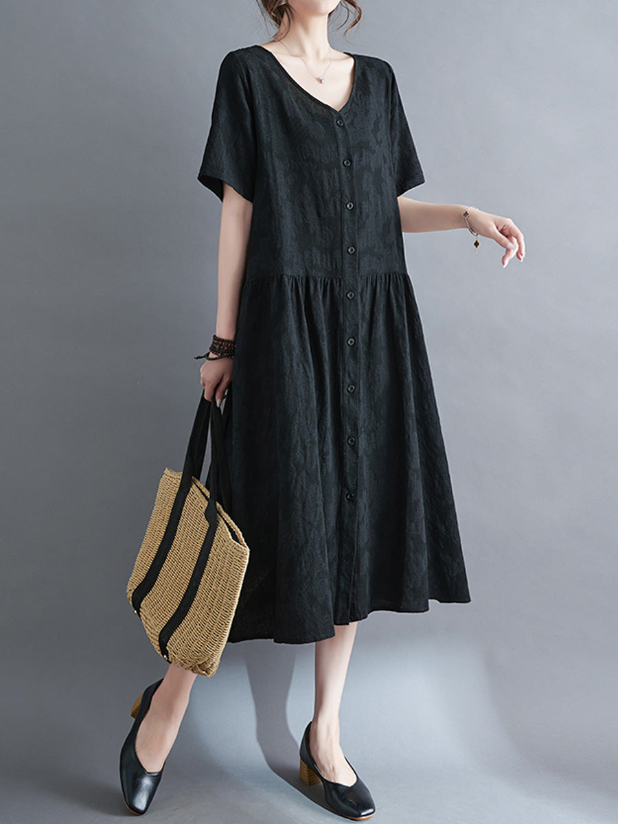 V-neck short sleeved shirt dress